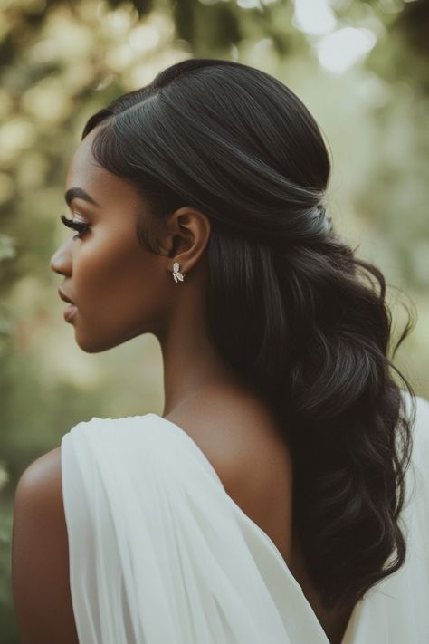 Get inspired with 65+ Black bridal hair ideas that celebrate natural beauty and elegance. Whether classic or bold, these looks suit every bride. Find your dream style here. #blackbrides #weddinghair #bridalhair Tiara Hairstyles Black Women, Bridesmaids Updos Black Women, Bride With Long Hair, Black Brides Hairstyles Updo, Mother Of The Bride Hair Black Women, Natural Wedding Hairstyles For Black Women, Black Natural Wedding Hairstyles, Bridal Hairstyle Black Women, Black Woman Bridal Hair