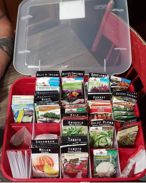 Seed Packet Storage, Seed Package Storage, Seed Packet Organization, Seed Packet Storage Ideas, Seed Saving Storage Ideas, Garden Seed Organizer, Seed Organization Ideas, Seed Storage Ideas, Organize Seeds