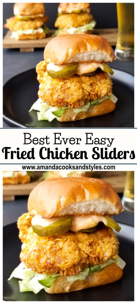 Fried Chicken Hawaiian Roll Sliders, Mini Fried Chicken Sliders, Fried Chicken Appetizers, Air Fryer Chicken Sliders, Breaded Chicken Sliders, Chicken Strip Sliders, Fried Chicken Cutlet Sandwich, Spicy Chicken Sliders Recipes, Fried Chicken Sliders Recipes