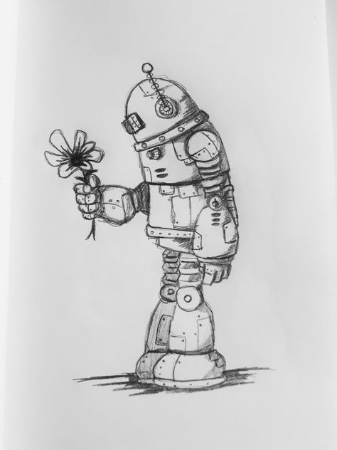 Robot Love Art, Aesthetic Robot Drawing, Robot Sketch Concept Art, Robot Art Drawing Sketch, Robot Drawing Reference, Robotics Drawing, Robot Head Drawing, Robot Concept Art Cute, Humanoid Robot Art