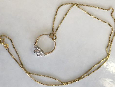 Gold Ring Necklace, Necklace With Ring Pendant, Pendants Made From Wedding Rings, Wedding Ring Pendant, Wedding Ring On Necklace Chain, Ring Chain Necklace, Engagement Ring On Necklace, Rings On A Necklace, Ring On Necklace Chain