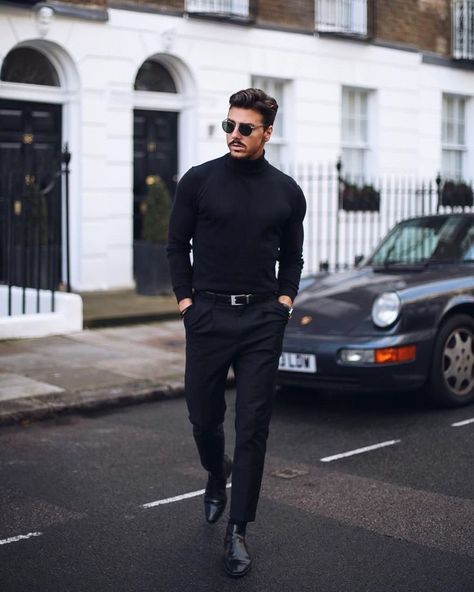 Black Outfit Men, Men's Business Outfits, Sneaker Shop, Classy Outfits Men, Men With Street Style, Wearing All Black, Traje Casual, Black Outfits, Elegante Casual