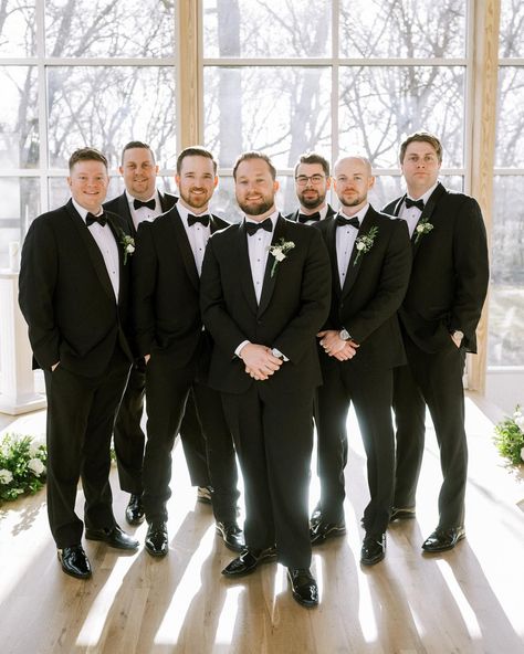 This one is for the dudes 🤘🏼 Let’s be real, you can never go wrong with a classic black suit and bow tie 🖤 photo / @ashley.sunderland video / @brittaylorfilms florist / @deeflowersllc caterer / @goodiescatering cake / @allthingscake venue / @glass_chapel DJ / @lionsroad bartender / @platinumeventservicesok linens / @partyprorents dress / @bellaroseedmond hair / @hairbylivlee makeup / @claireburnsmua_ suit / @menswearhouse #glasschapeltulsa #glasschapel #oklahomaweddingvenue #tu... Black Suit Black Bow Tie, Black Suit With Black Bow Tie, Black Bowtie Groomsmen, Black Suit With Bow Tie, Black Suit And Bow Tie, Suit And Bow Tie, Classic Black Suit, Tulsa Wedding Venues, Arkansas Wedding Venues