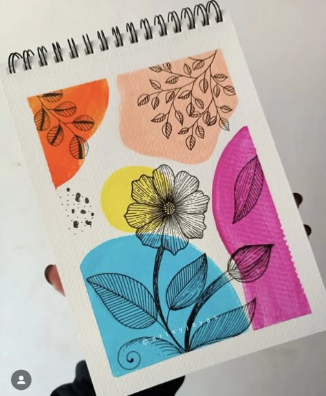 Aesthetic Art With Brush Pens, Sketch Book Ideas Aesthetic Colourful, Boho Arts, Doodle Notebook, Boho Art Painting, Abstract Motifs, Doodle Art Flowers, Easy Mandala Drawing, Boho Art Drawings