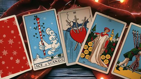 The RWS Christmas Tarot Deck by Matt Green — Kickstarter Christmas Tarot, Witchcraft Decor, Wiccan Art, Compass Icon, The Spirit Of Christmas, Moody Art, Clock Icon, Spirit Of Christmas, Book Icons