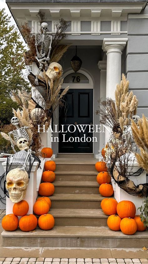 Now it’s October it’s official spooky season! 🎃 Here are 5 Halloween doors in London, which is your favourite - 1, 2, 3, 4 or 5?… | Instagram Autumn Front Door Decor Uk, Halloween In London, Skeleton Front Door, Halloween Town Door, Halloween Restaurant, Fall Shots, Halloween London, Spooky Front Door, London Halloween