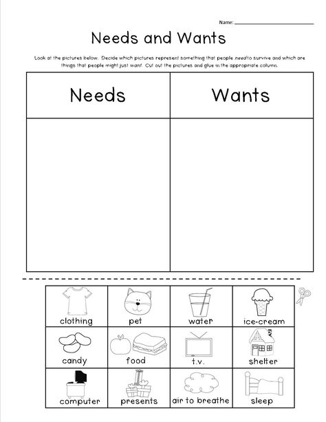 Needs And Wants Worksheet, Elementary Economics, Personal Hygiene Worksheets, Class Worksheets, Social Studies Games, Needs Vs Wants, 3rd Grade Social Studies, Economics Lessons, Life Skills Lessons