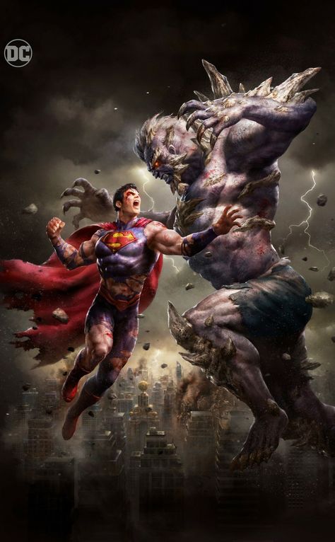 Superman x Apocalipse de Alon Chou Superman Vs Doomsday, Superman Doomsday, Superman Artwork, Superman Wallpaper, Dc Comics Wallpaper, Superman Art, Superman Comic, Univers Dc, Comic Book Artwork