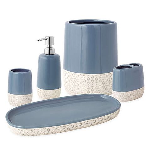 Bath Ensembles - Standard & Luxury Sets | Bed Bath & Beyond Spring Bathroom Decor Ideas, Summer Bathroom Decor, Spring Bathroom Decor, Autumn Bathroom Decor, Simple Bathroom Decor Ideas, Spring Bathroom, Summer Bathroom, Botanical Bathroom, Blue Bathroom Accessories