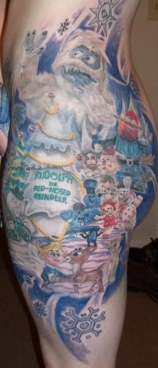 my Rudolph the Red Nosed Reindeer Rudolph The Red Nosed Reindeer Tattoo, Rudolph Tattoo, Scene Tattoos, Reindeer Tattoo, Christmas Tattoos, Scene Tattoo, Snow Monster, Santa Klaus, Like A Tattoo