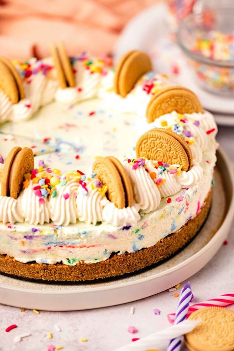 Reese Pie, Funfetti Cheesecake Bars, Birthday Cake Cheesecake, Sugar Cookie Cheesecake, Cheesecake Ideas, Funfetti Cheesecake, Dessert Breads, Cheesecake Trifle, Birthday Cake Flavors