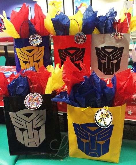 Transformers Birthday Party favor treats bags / Bolsas Dulceros personalizados cumpleaños Transformers Rescue Bots Birthday Party, Rescue Bots Party, Rescue Bots Birthday, Transformers Party, Transformers Birthday Parties, Transformers Birthday, Transformer Party, Transformer Birthday, Fourth Birthday