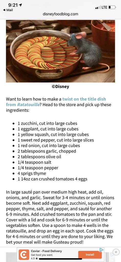 Ratatouille-Disney Ratatouille Food Ideas, Disney Ratatouille Recipe, Disney Princess Food Recipes, Ratatouille Food, Pixar Ratatouille, Disney Dishes Recipes, Ratatouille Disney Food Ideas, Ratatouille Inspired Food, Disney Movie Inspired Food Recipes