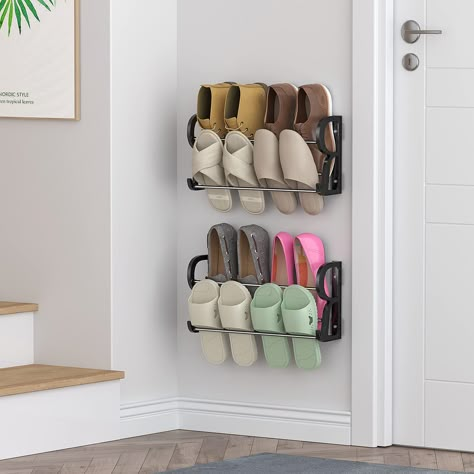 PRICES MAY VARY. 👟 SPACE SAVING RV SHOE STORAGE - DEYILIAN 2 Pack over the door shoe organizer is a compact and narrow hanging shoe storage holder, that takes up minimal space while eliminating clutter. This wall-mounted shoe organizer instantly keeps your shoes neat. Maximize unused space while keeping your home neat and tidy. 👟 LIGHTWEIGHT & DURABLE - We adopt quality stainless steel main frame and ABS R-shaped side frame to make it more stable, dustproof, waterproof and very smooth. The sta Mounted Shoe Rack, Slim Shoe Rack, Wall Shoe Rack, Wall Mounted Shoe Storage, Hanging Shoe Storage, Rak Kasut, Wall Mounted Shoe Rack, Hanging Shoe Rack, Shoe Organizers