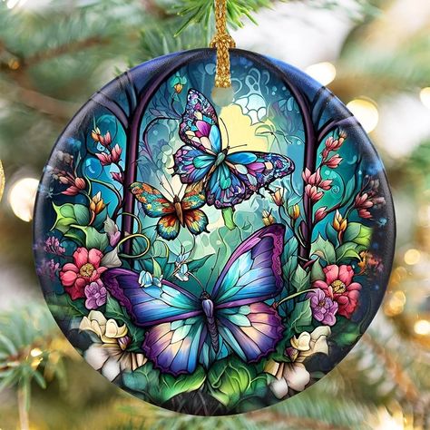 Butterfly Christmas Tree, Butterfly Christmas, Butterfly Hanging, Ornaments For Christmas Tree, Dragonfly Decor, Butterfly Ornaments, Ornaments For Christmas, Ornament Tree, Tree Wreath