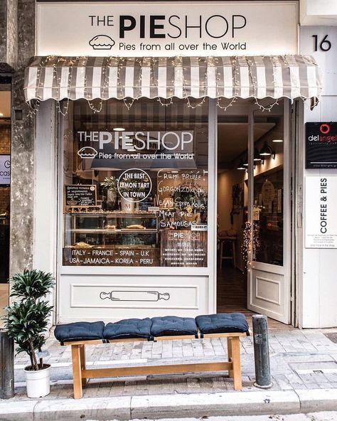 Pie Bakery Shop, Old Fashioned Bakery Shop, Aesthetic Pastry Shop, Small Pastry Shop Design, Italian Bakery Interior, Vintage Bakery Shop, Pie Shop Interior, Bakery Front Design, Pie Shop Aesthetic