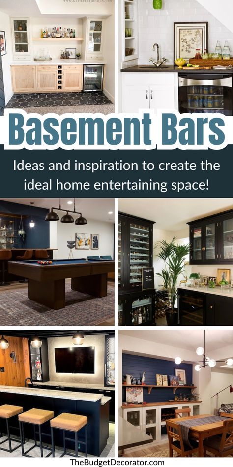 Ready to turn your basement into the ultimate hangout spot? 🍷✨ Dive into our post featuring unique basement bar ideas that cater to every style and space! Whether you have a small basement, are working with a tight budget, want a sleek modern design, or dream of a full-service setup, we've got you covered. Pin now to explore how these ideas can transform your basement into the coolest spot in the house. #BasementBarIdeas #HomeBarDesign #SmallSpaceSolution #BudgetFriendlyDecor" Basement With Bar Ideas, Basement Bar Ideas Small Corner, Small Space Basement Bar, Creating A Bar Area Small Spaces, Unique Home Bar Ideas, Bar Backsplash Ideas Basements, Small Bar Basement, Small Bar Setup Home, Finished Basement Ideas With Bar