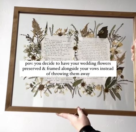 Framed Vows, House Things, Wedding Vibes, Flower Wall Art, Flower Frame, Pressed Flowers, Random Things, Elopement, Framed Wall Art