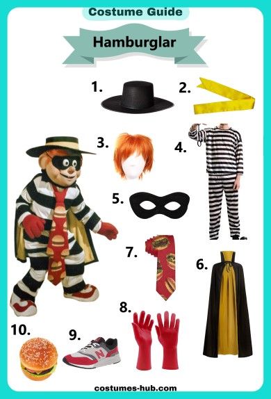 Hamburglar Costume Hamburgerler Costume, Hamburgler Halloween Costume Women, Grimace Costume Diy, Hamburglar Costume Women, Happy Meal Costume, Mcdonalds Costume, Grimace Costume, Hamburglar Costume, Custom Halloween Costumes