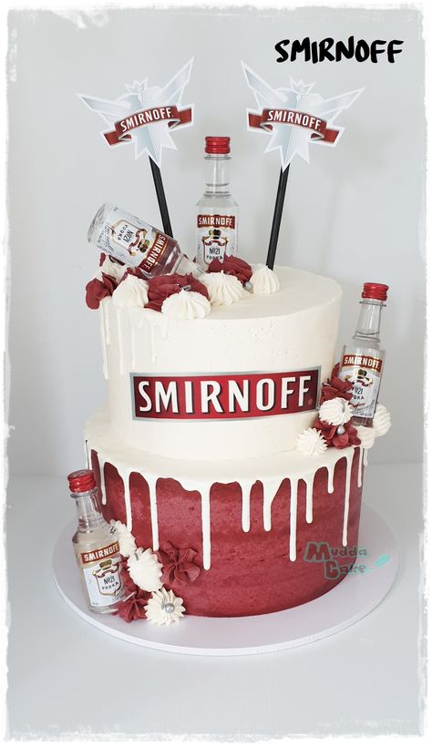 Vodka Birthday Cake Ideas, Smirnoff Birthday Cake, 18th Birthday Cake Alcohol, Liquor Birthday Cake, Birthday Cake With Alcohol Bottles, Alcohol Birthday Cake For Women, Liquor Cake Ideas, Alcohol Cake Ideas, Birthday Cake Alcohol