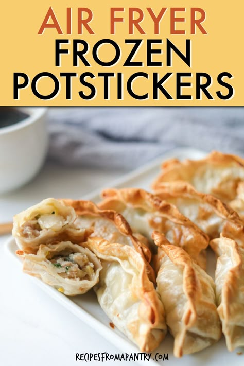 Frozen Gyoza In Air Fryer, Air Fryer Gyoza, Potsticker Recipes, Air Fryer Potstickers, Veggie Potstickers, Frozen Potstickers, Veggie Desserts, Potstickers Recipe, Recipes Vegetables