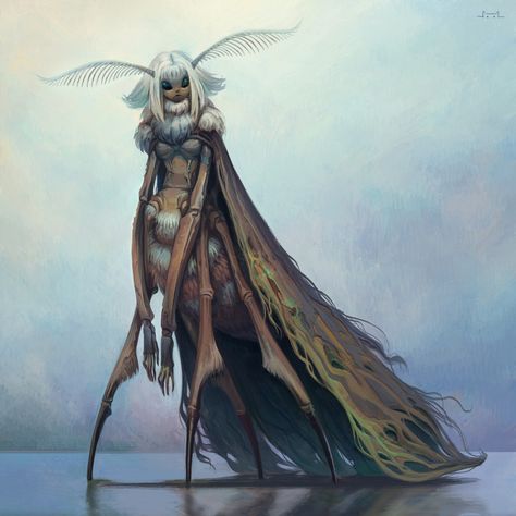 Moth Queen, Lina Kit on ArtStation at https://www.artstation.com/artwork/me3k9 Moth Queen, Character Design Cartoon, Comics Illustration, Humanoid Creatures, Moth Art, Mythical Creatures Art, Weird Creatures, Creature Concept Art, Creature Concept