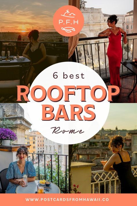 Bars In Rome Italy, Best Rooftop Bars In Rome, Rooftop Bar Rome, Hotel Rooftop Bar, Rome Restaurants, Rooftop Dining, Romantic Restaurant, Instagram Guide, Best Rooftop Bars