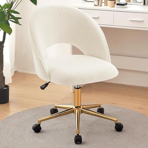 Amazon.com: Furniliving Velvet Home Office Chair, Height Adjustable Swivel Vanity Chair with Wheels, Upholstered Desk Task Makeup Chair Computer Chair with Gold Metal Base Stool Chairs (Black) : Home & Kitchen Vanity Chair Aesthetic, Girls Desk Chair, Desk For Girls Room, Spinning Chair, Girls Vanity, Dressing Chair, Girl Desk, Chair Desk, Makeup Chair