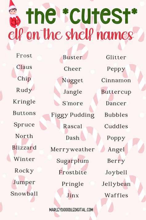 Looking for cute elf names? This list of 101+ ideas includes names for boys, girls, and even funny or unique options! Plus, you’ll love the free printable What’s Your Elf Name game with adorable name tags. Great for kids, families, and holiday parties, this game adds extra magic to your Elf on the Shelf fun. Download your free printable and start naming your elf today! Funny Elf On The Shelf Names, Elf On The Shelf Note Ideas, Christmas Names Ideas, Elf On The Shelf Name Ideas, Elf On The Shelf Names Boy, Elf Names Girl, Elf Names Boy, Elf Name Ideas, Elf On Shelf Names