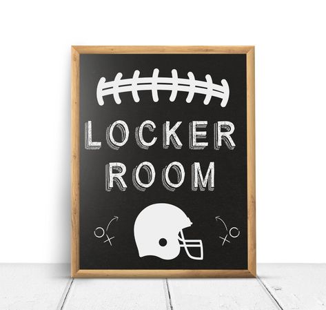 Football Bathroom Decor, Sports Locker Room, Locker Room Bathroom, Boys Bathroom Decor, Sports Locker, Mermaid Baby Shower Invitations, Football Baby Shower, Elephant Baby Shower Decorations, Fall Baby Shower Invites