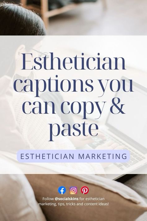 Esthetician Instagram marketing.#InstagramTemplates #PinterestInspiration #SocialMediaDesign #CreativeIdeas #VisualContent Captions For Estheticians, Skin Care Captions Instagram, Facial Captions Instagram, Esthetician Captions For Instagram, Esthetician Captions, Esthetics Room Decor, Esthetician Humor, Esthetician Content, Facial Esthetician