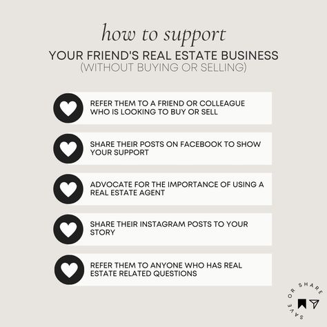 It's OK if you're not ready to buy or sell yet — I'm here to be a resource for all things home, for you and anyone you know!  Swipe → to see a few ways that you can make a big impact in supporting your friends in real estate without making a transaction.  And thank you to all of my clients, friends, and family who have continuously supported me and helped me grow — it truly means the world to me!  ♥️ Real Estate Agent For Beginners, Real Estate Faq, Real Estate Tips For Sellers, Beginner Real Estate Agent, Realtor Aesthetic, Real Estate Training, Getting Into Real Estate, Real Estate Marketing Design, Real Estate Education