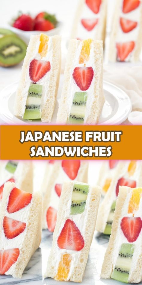 JAPANESE FRUIT SANDWICHES - Cook, Taste, Eat Japanese Fruit Sandwiches, Japanese Fruit Sandwich Recipe, Fruit Sandwiches, Japanese Fruit, Japanese Bakery, Tea Sandwiches Recipes, Japanese Milk Bread, Fruit Sandwich, Fluffy Bread