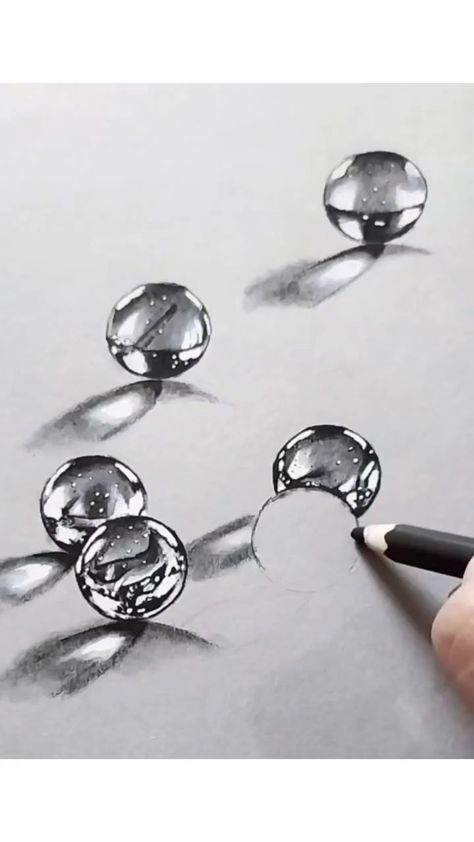 Droplets Drawing, Water Droplets Drawing, 3d Pencil Art, Beautiful Pencil Sketches, Drawing Scenery, Boho Crafts, Boho Crafts Diy, Rose Drawing, Charcoal Drawings