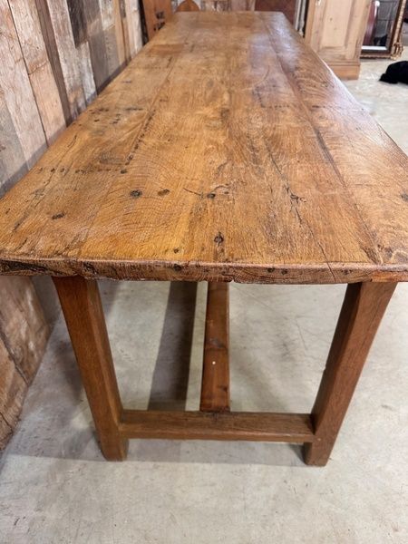 Antique French Country Breton Oak Farmhouse Refectory Table, C 1830. L233 | Vinterior Refrectory Table, Vintage Workbench, Oak Farmhouse Table, Kitchen Work Tables, Oak Farmhouse, Antique French Country, Refectory Table, Building Material, Antique Kitchen