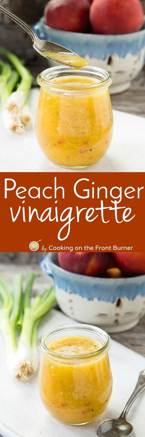 It is so easy to make your own Peach Ginger Vinaigrette.  Perfect on salads or a marinade! Ginger Vinaigrette, Vinaigrette Salad, Ginger Peach, Salad Dressing Recipes Homemade, Fresh Peaches, Vinaigrette Recipes, Homemade Salads, Vinaigrette Dressing, Homemade Salad Dressing