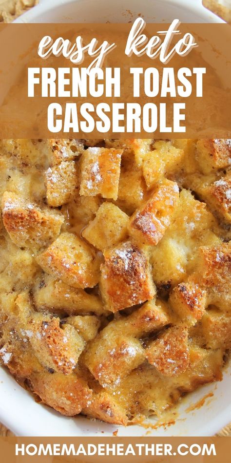 Keto French Toast Casserole, Quick Low Carb Breakfast, Keto French Toast, Overnight French Toast Casserole, Protein French Toast, Strata Recipes, French Toast Casserole Overnight, French Toast Casserole Recipes, Keto Cinnamon Rolls