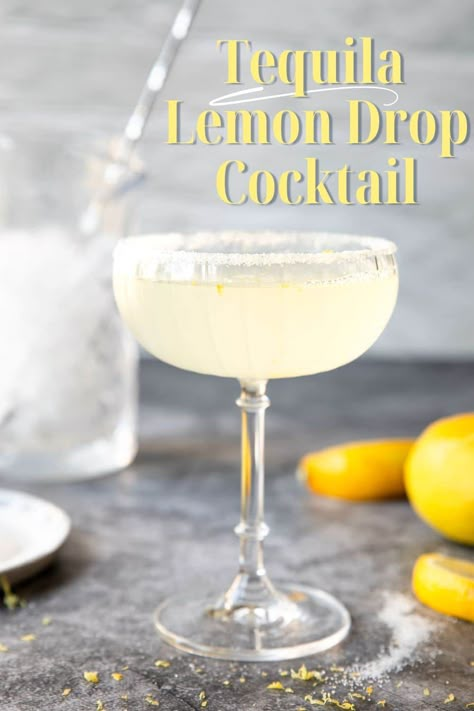 Tequila Lemon Drop, Lemon Drop Drink, Lemon Drop Recipe, Cocktail Recipes Tequila, Lemon Drop Cocktail, Classic Margarita Recipe, Tequila Recipe, Lemon Cocktail, Lemon Drop Martini