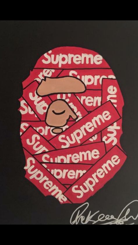 Bape Characters, Supreme Drawing, Bape Aesthetic, Supreme Painting, Bape Paintings, Bape Cartoon, Bape Art, Bape Logo, Supreme Hypebeast