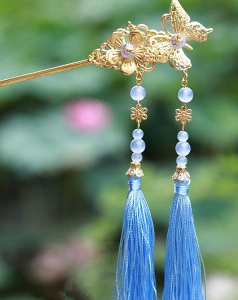 Traditional Chinese Handmade Hair Accessories Hairpins Hanfu Blue Tassel Step Shake for Kids Blue Hairpin, Asian Hair Accessories, Hair Accessories Kids, Blue Hair Accessories, Hair Acessories, Chinese Accessories, Jewelry Traditional, Chinese Hair Accessories, Chinese Jewelry