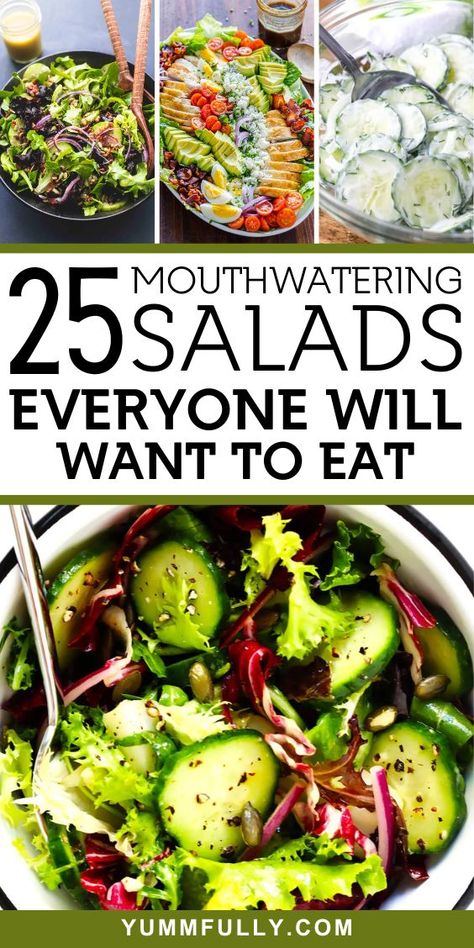 Step into the healthy world of leafy greens, colorful produce, and crisp freshness with these 25 salad recipes that promise to redefine your idea of salads. From refreshing summer mixes Salads That Arent Boring, Chopped Green Salad Recipes, Everyday Salad Ideas, Best Salads For Lunch, Whole Food Salad Recipes, Best Salad Toppings, Mixed Salad Ideas, Popular Salad Recipes, Mixed Greens Salad Recipes