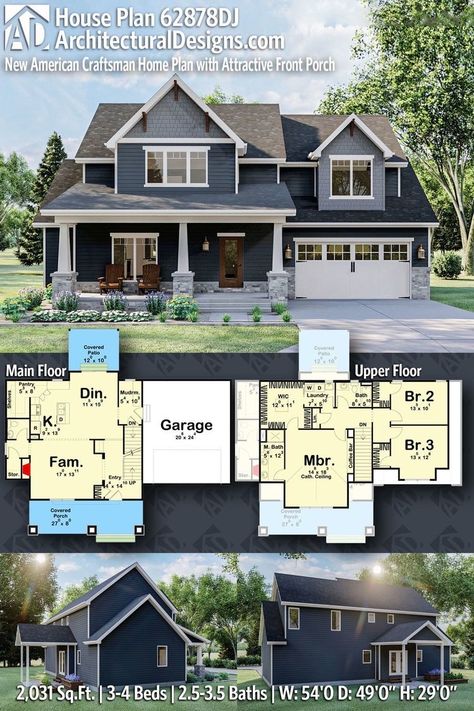 New American House Plans Two Story, Craftsman Two Story House Plans, 2 Story Bungalow House Plans, Medium Size House Plans, Small Suburban House Floor Plans, 4bedroom House Plans, Sims 4 Craftsman House, Small Two Story House Plans, Heart Architecture