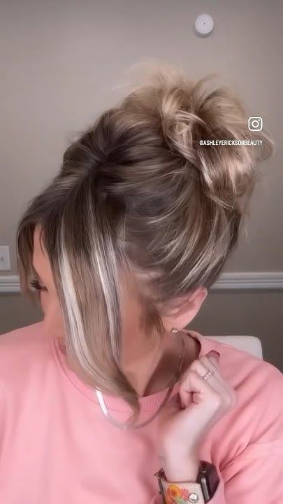 Messy Bun Without Bobby Pins, Short Hair Updo Hacks, Messy Bun Layered Hair, Layered Hair Bun, Buns For Fine Hair, How To Make A Messy Bun With Short Hair, Up Dos For Thinning Hair, Messy Bun Fine Hair, Cute Bun Hairstyles For Short Hair