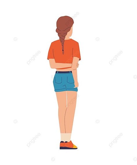 Drawing A Person From Behind, Person Standing Drawing, Figure Silhouette, Human Pose, Looking Behind, Performance Clothes, Short Hair Outfits, Polaroid Picture Frame, Shorts Hair