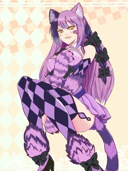 Female cheshire cat Cheshire Cat Mha Oc, Cheshire Cat Oc, Anime Cheshire Cat, Cheshire Cat Anime, Cheshire Cat Art, Cat Monster, Monster Cat, Monster Girl Encyclopedia, Cat Anime