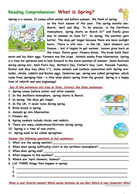 RC: what is spring? - English ESL Worksheets for distance learning and physical classrooms Spring Worksheet, Spring Lessons, Kids Handwriting Practice, Spring Reading, Kids Handwriting, English Teaching Materials, Spring Words, Reading For Beginners, Kids Story