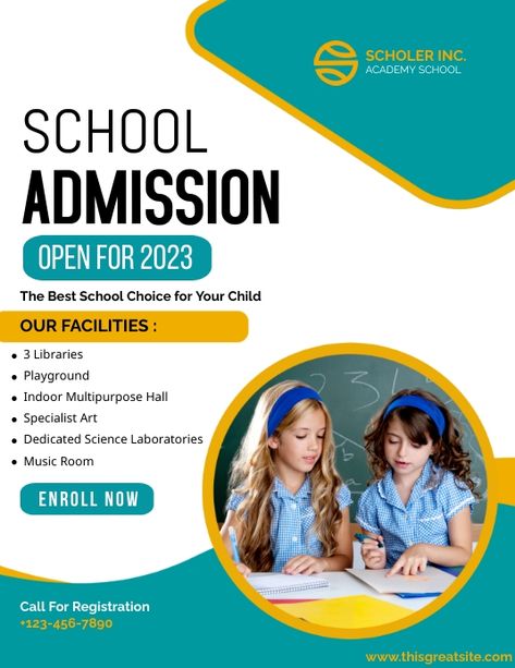 Template Design For School, Institute Advertisement Poster, Registration Flyer Design, Academic Flyer Design, School Posters Design, School Ads Design, School Admission Flyer Design, Graphic Design School Poster, School Flyer Design Templates