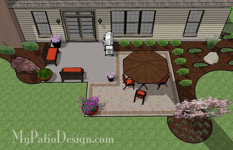 Add on to existing cement patio  Square Paver Patio Addition - Patio Designs & Ideas Circle Patio, Patio Plan, Diy Patio Ideas, Patio Addition, Small Patio Design, Patio Grande, Patio Plans, Cement Patio, Patio Layout