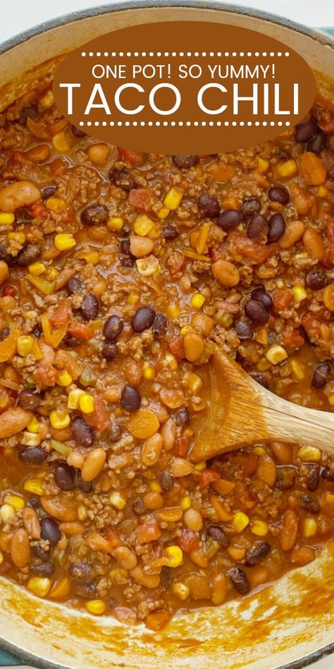 Chili With Taco Seasoning, Stove Chili Recipe, Easy Taco Chili, Taco Chilli Recipes, Mexican Chilli Recipe Ground Beef, Chili Taco, Mexican Chili Recipe Ground Beef, Chili Skillet Recipe, Chili With Cocoa Powder