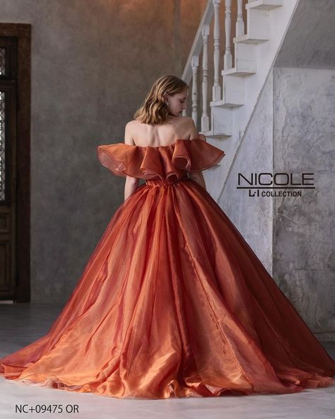 Orange Princess Dress, Orange Ball Gown, Weird Wedding, Orange Formal Dresses, Fall Ball, Princess Gown, Quince Dresses, Wedding Board, Every Girl